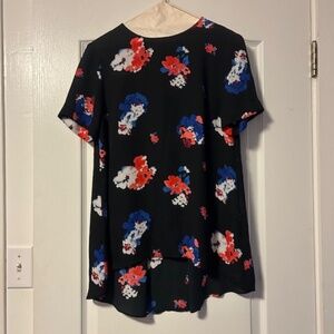 Vince Camuto Blouse - Black with orange/white/blue flowers - size XS